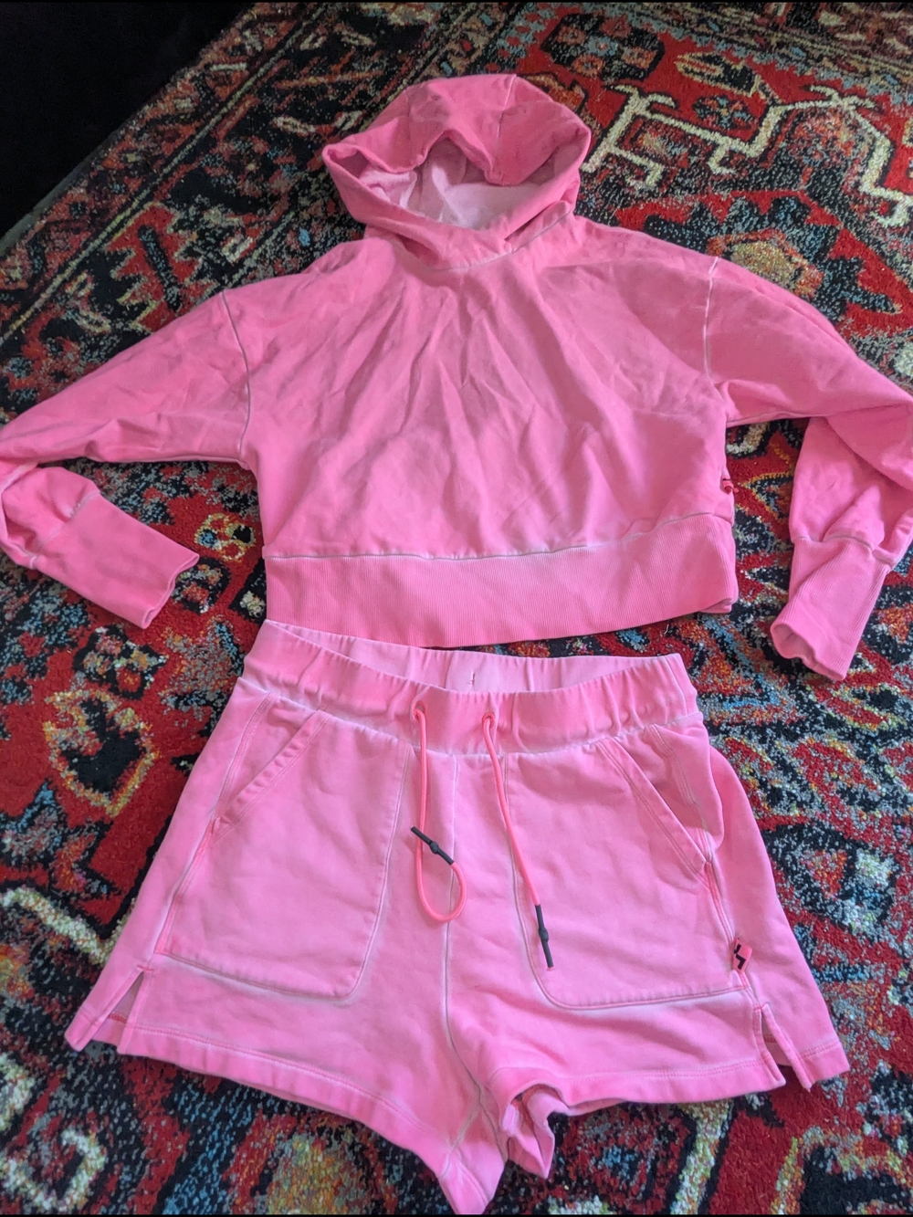 JoyLab Soft Pink Lounge Hoodie & Shorts Set